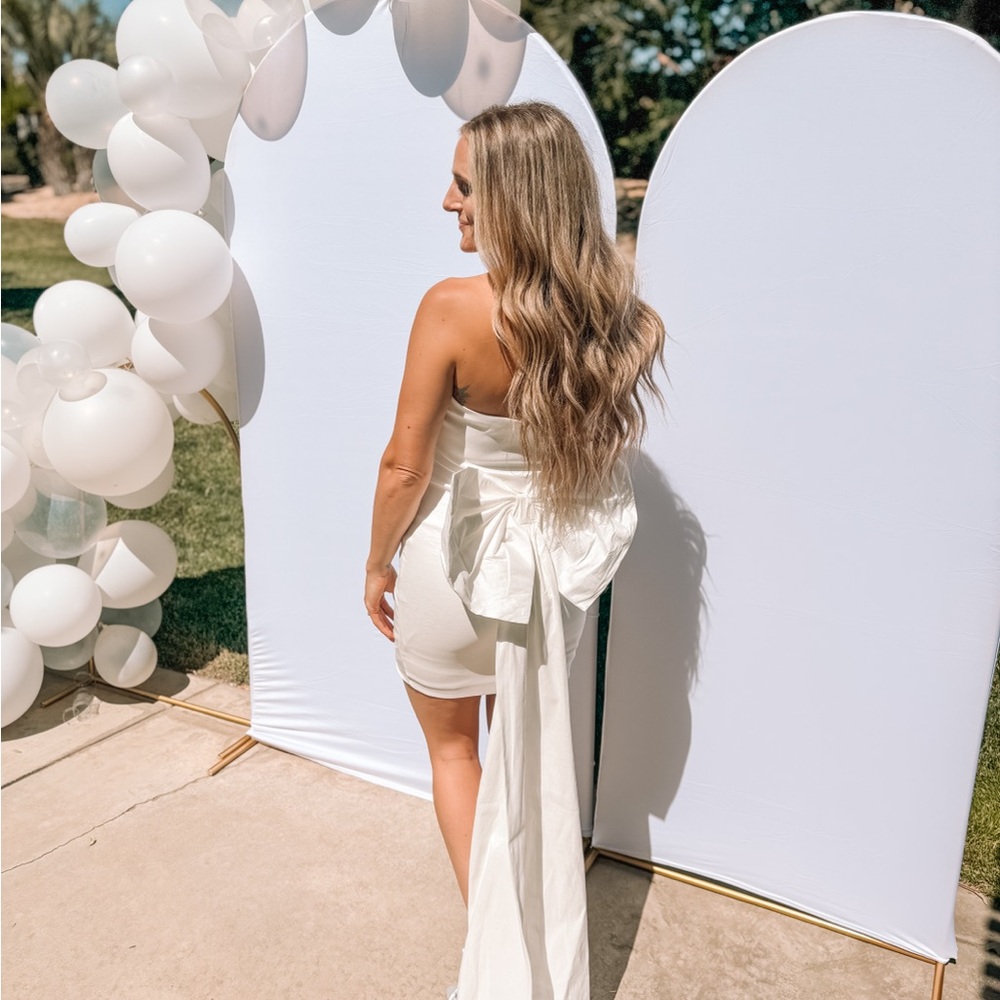 Oh Polly White Mini Bow Dress